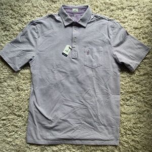 Johnnie O purple athletic striped polo